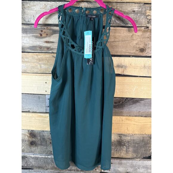Papermoon Nova Crochet Halter Blouse, Medium, Teal Green - Picture 1 of 5